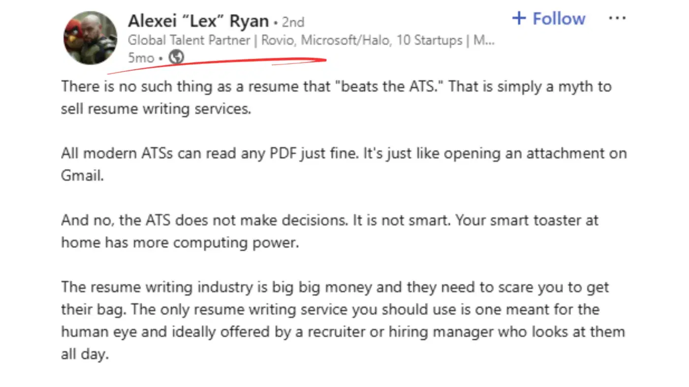 Recruiter's post