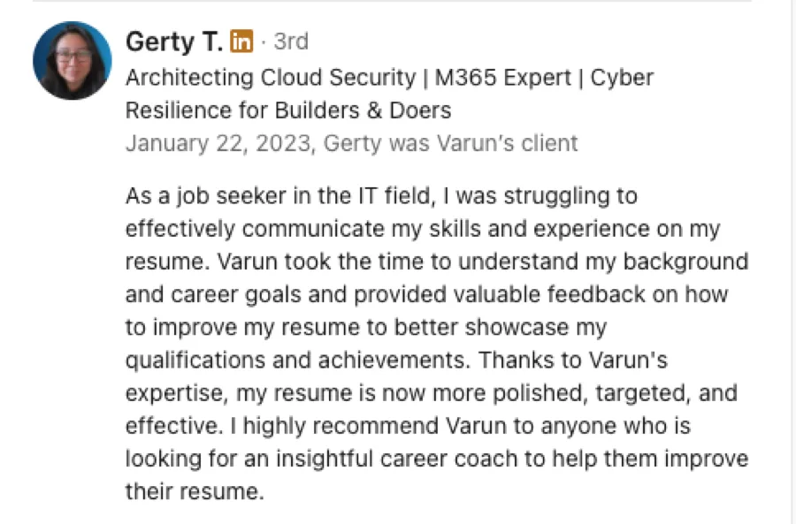 LinkedIn recommendation for Wolf Mentoring