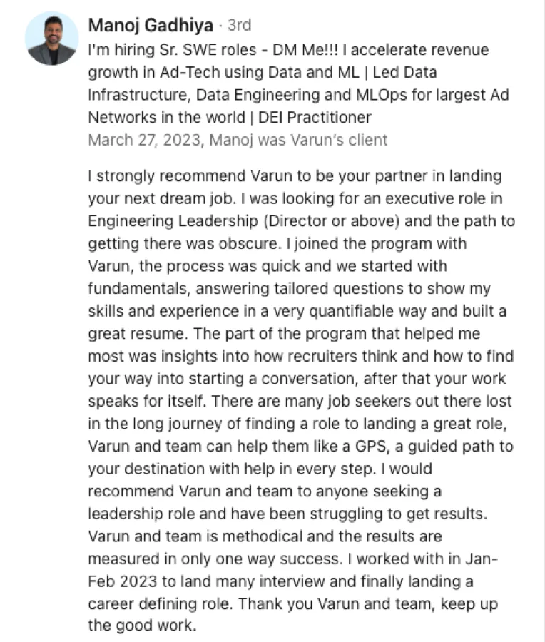 LinkedIn recommendation for Wolf Mentoring